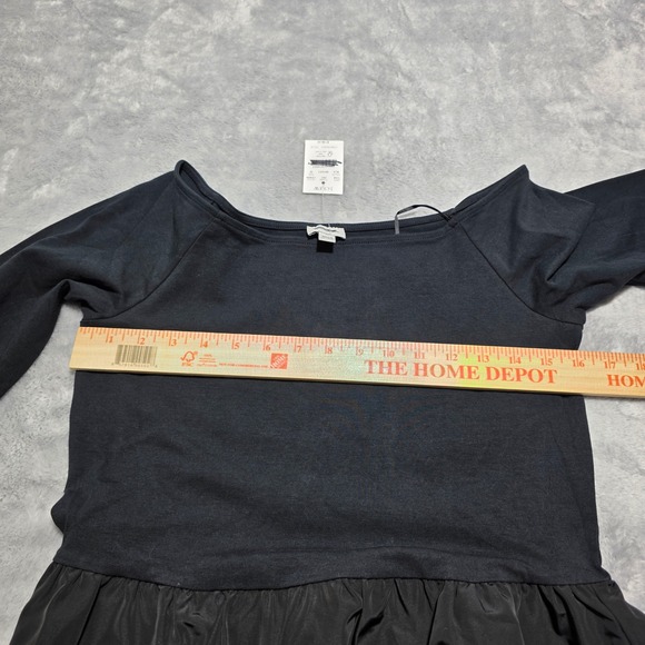 J.Crew Women Medium Black Knit Mixy Dress Off-the-Shoulder Long Sleeve Pockets - Picture 4 of 8